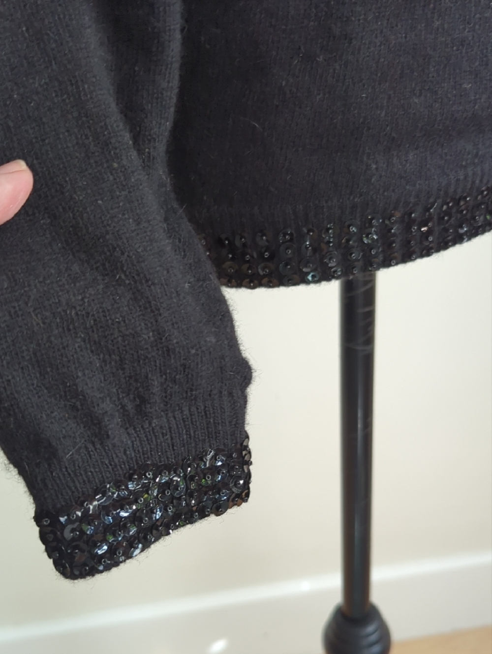 Vintage Black Beaded Leaf-Embellished Cardigan - Picture 8 of 8